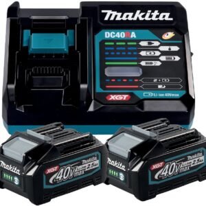 Makita Akku Power Source Kit Li 40V 2,5 Ah mit 2 x Akku BL4025, 2,5 Ah und Schnellladegerät DC40RA
